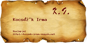 Kocsák Irma névjegykártya